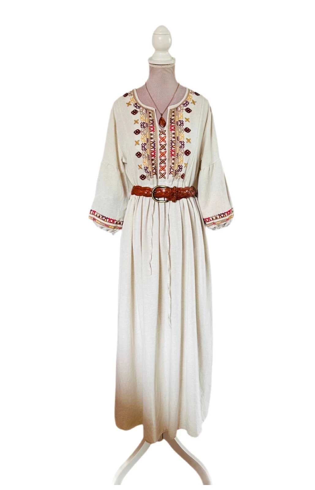🧿🌿Vestido Bohème Folk Bordado de Istambul • Turkish Embroidered Maxi Dress S/36🌿🧿 – photo 9